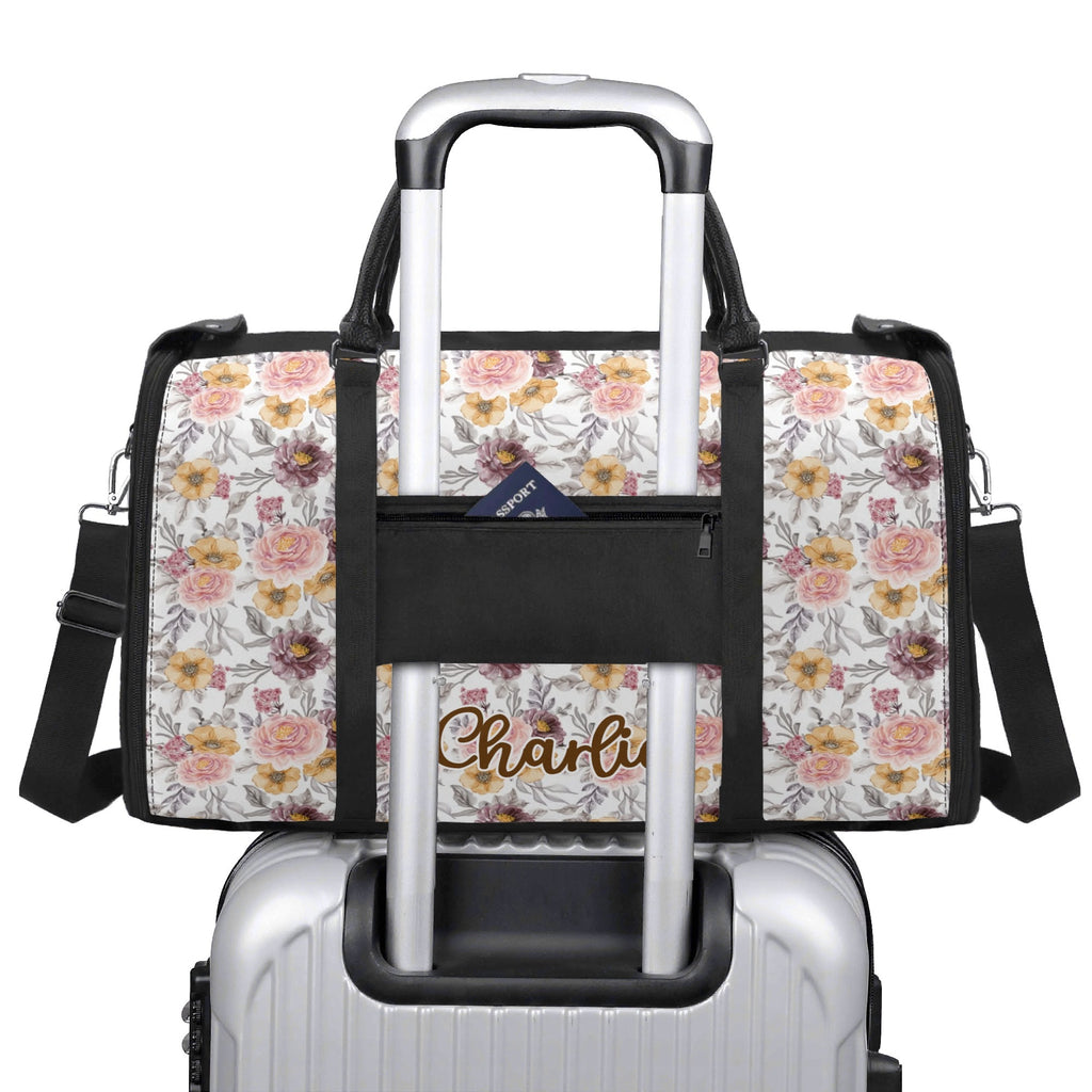 Personalised Painted Flowers Foldable Travel Bag Personalised Foldable Travel Bag Plants Printed Offshore