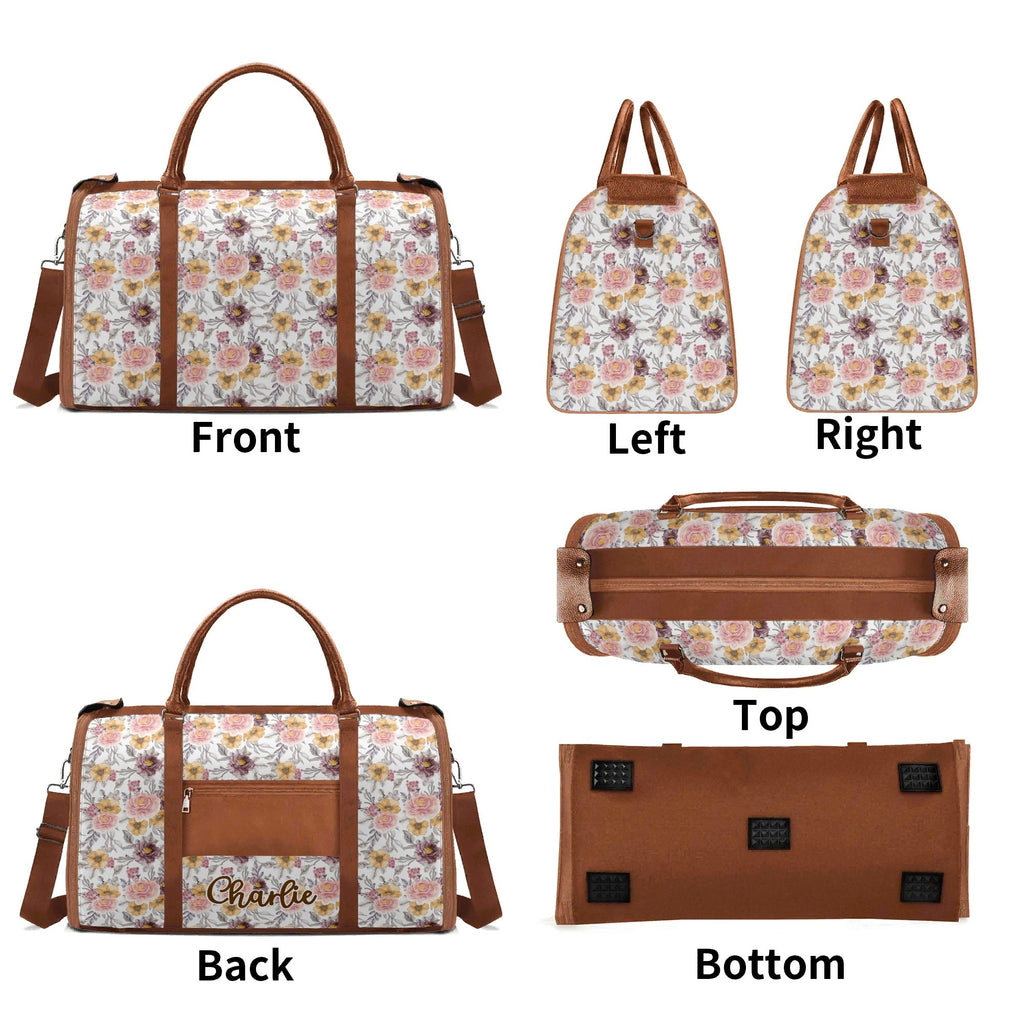 Personalised Painted Flowers Foldable Travel Bag Personalised Foldable Travel Bag Plants Printed Offshore