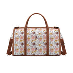 Personalised Painted Flowers Foldable Travel Bag Brown Personalised Foldable Travel Bag Plants Printed Offshore