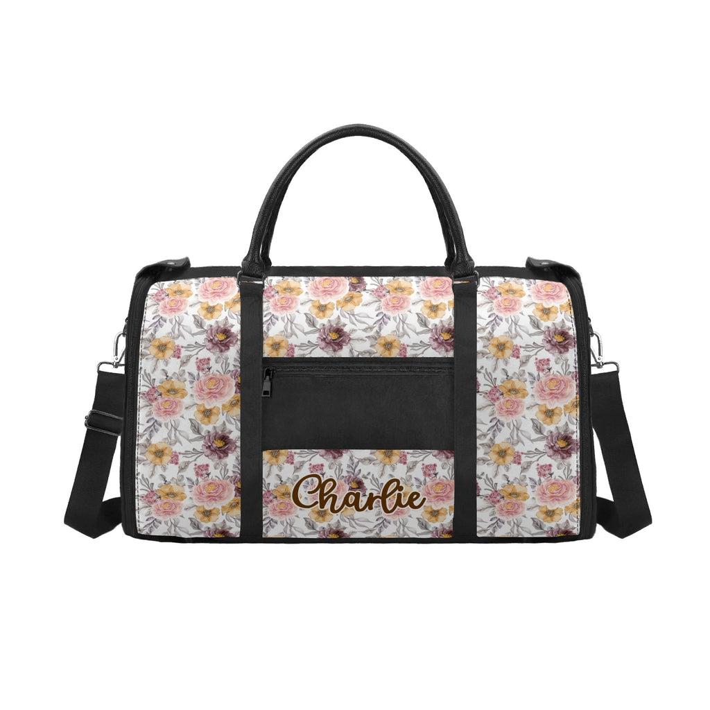Personalised Painted Flowers Foldable Travel Bag Personalised Foldable Travel Bag Plants Printed Offshore