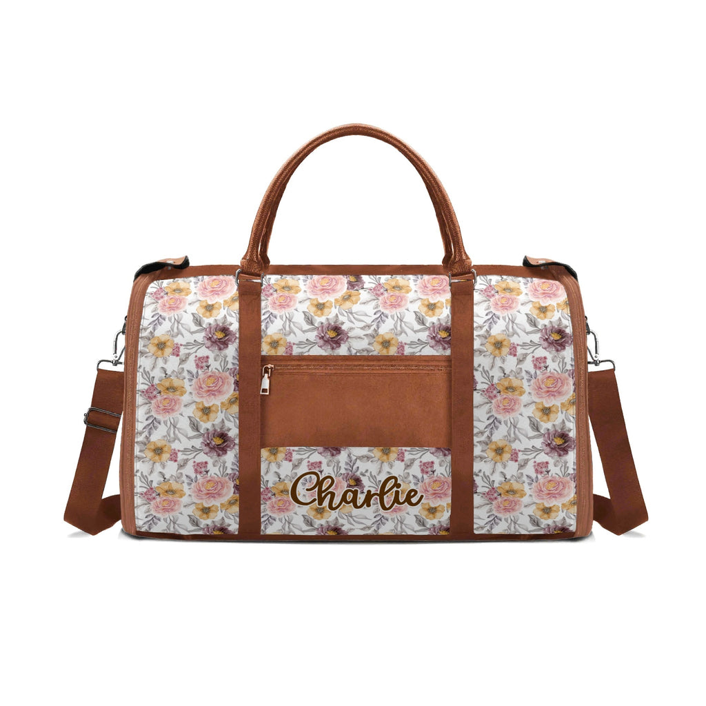 Personalised Painted Flowers Foldable Travel Bag Personalised Foldable Travel Bag Plants Printed Offshore