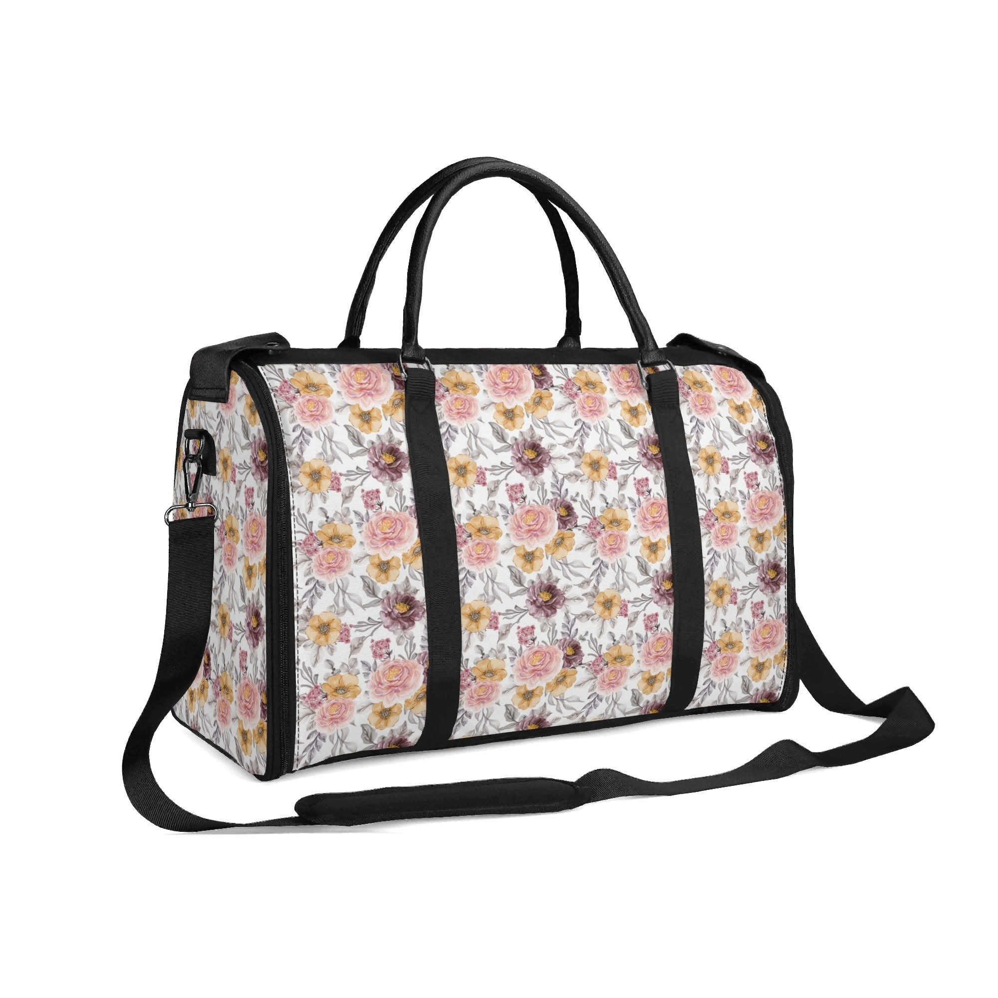 Personalised Painted Flowers Foldable Travel Bag Personalised Foldable Travel Bag Plants Printed Offshore