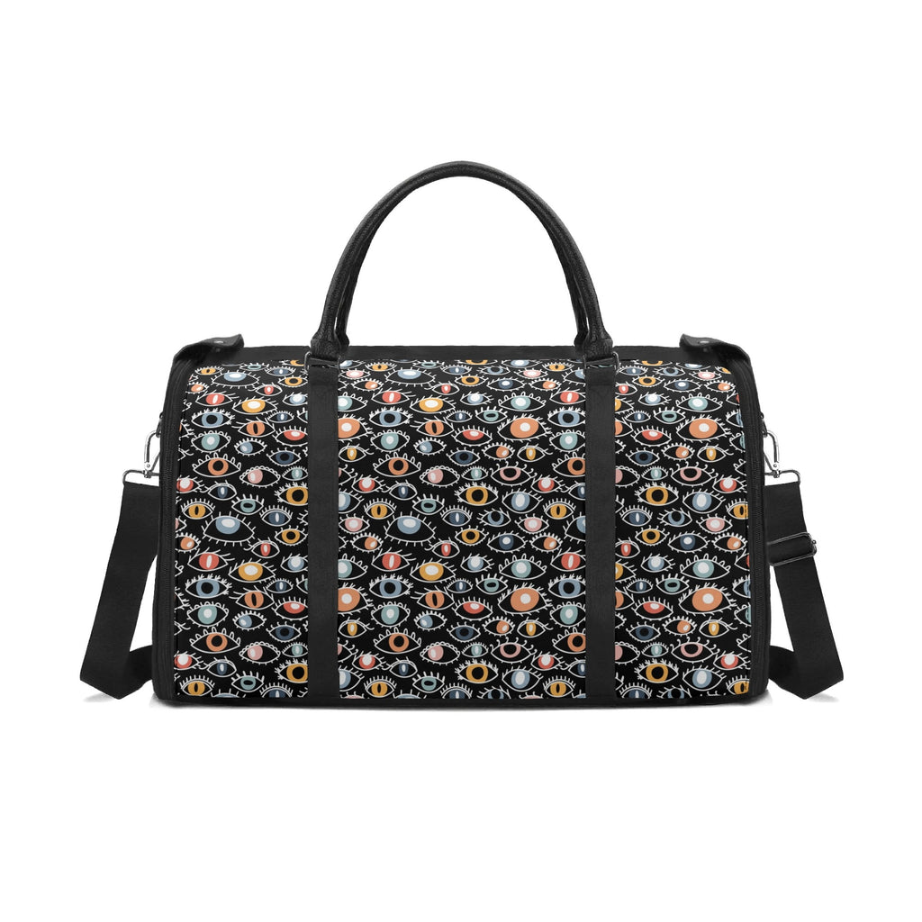 Personalised Eyes On Black Foldable Travel Bag Black Personalised Foldable Travel Bag Printed Offshore