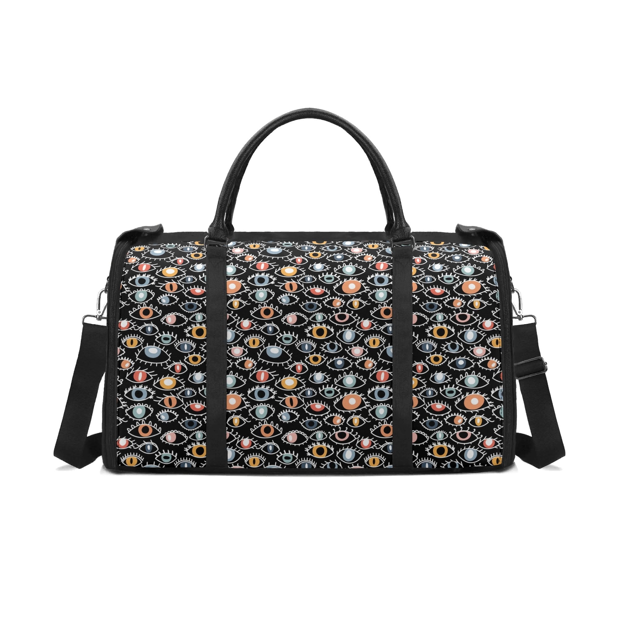Personalised Eyes On Black Foldable Travel Bag Black Personalised Foldable Travel Bag Printed Offshore