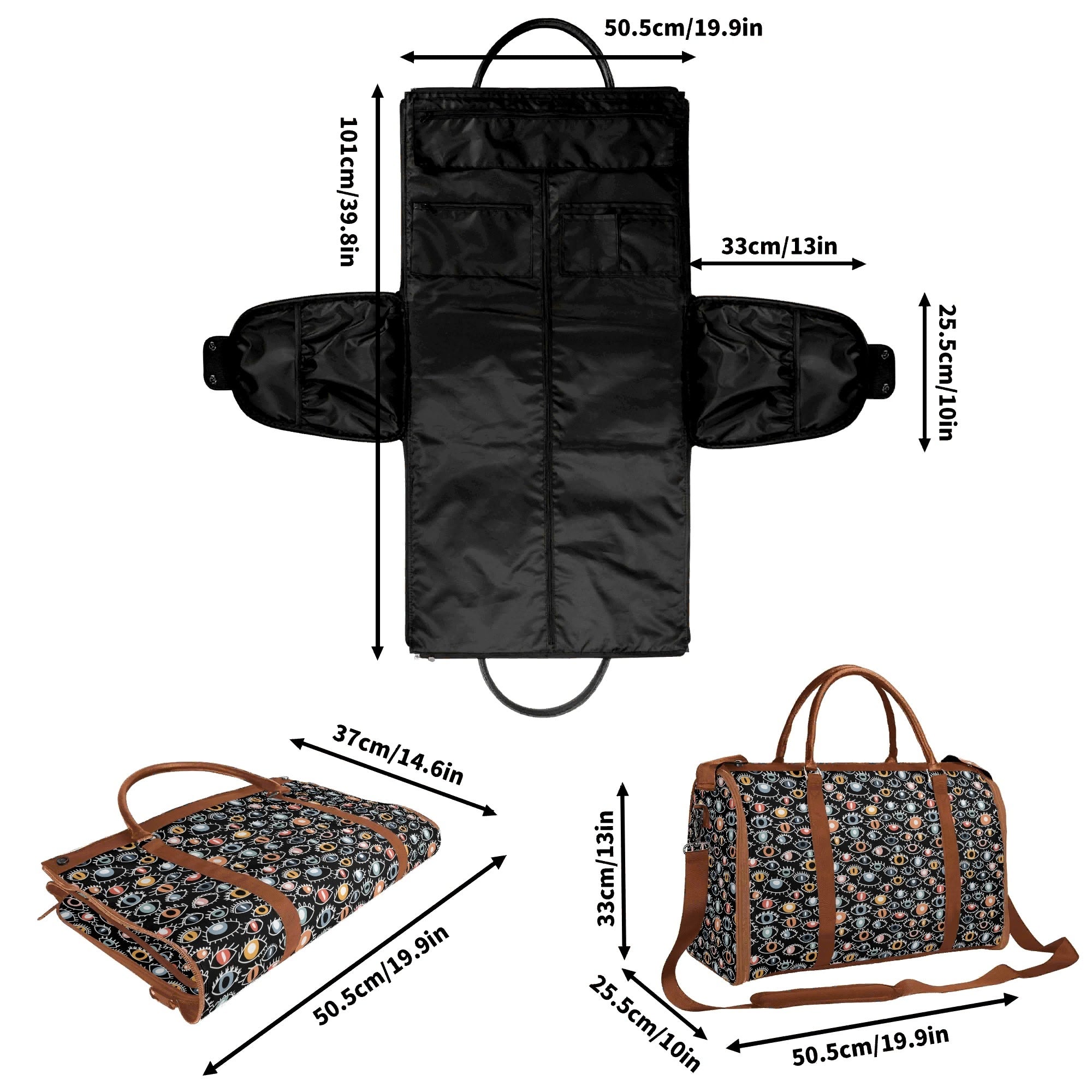 Personalised Eyes On Black Foldable Travel Bag Personalised Foldable Travel Bag Printed Offshore