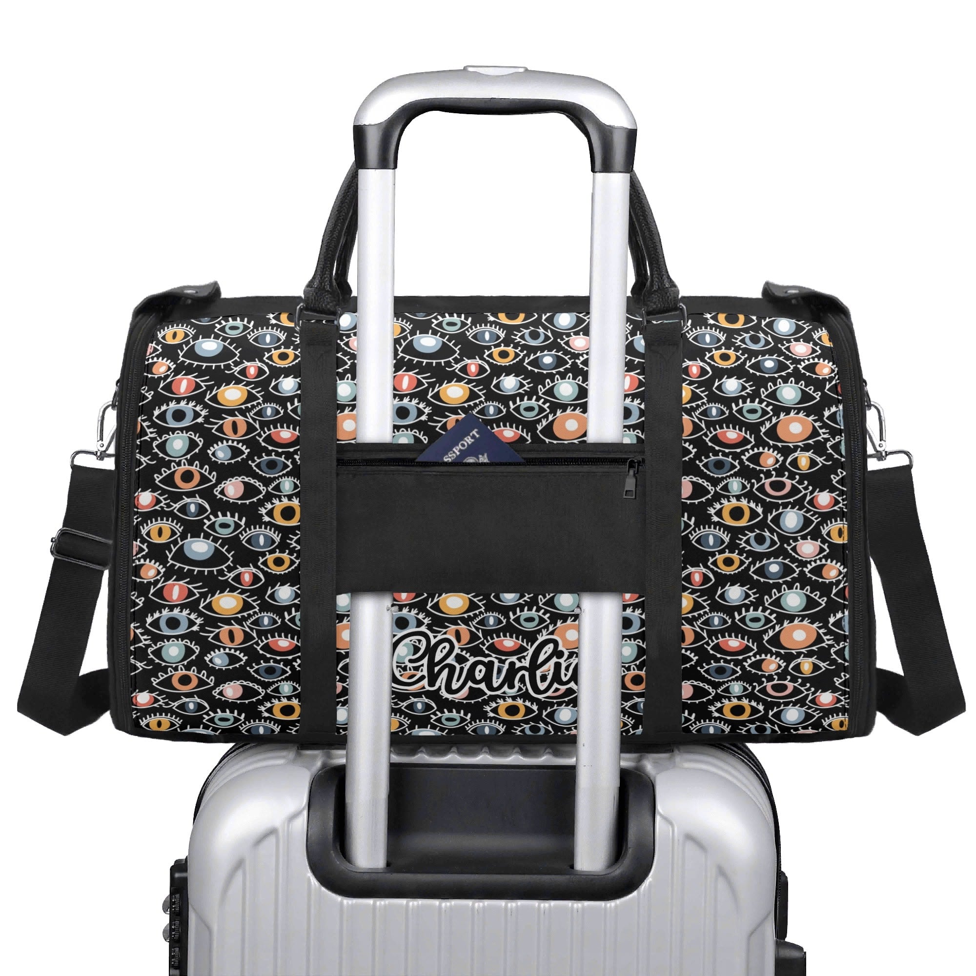 Personalised Eyes On Black Foldable Travel Bag Personalised Foldable Travel Bag Printed Offshore