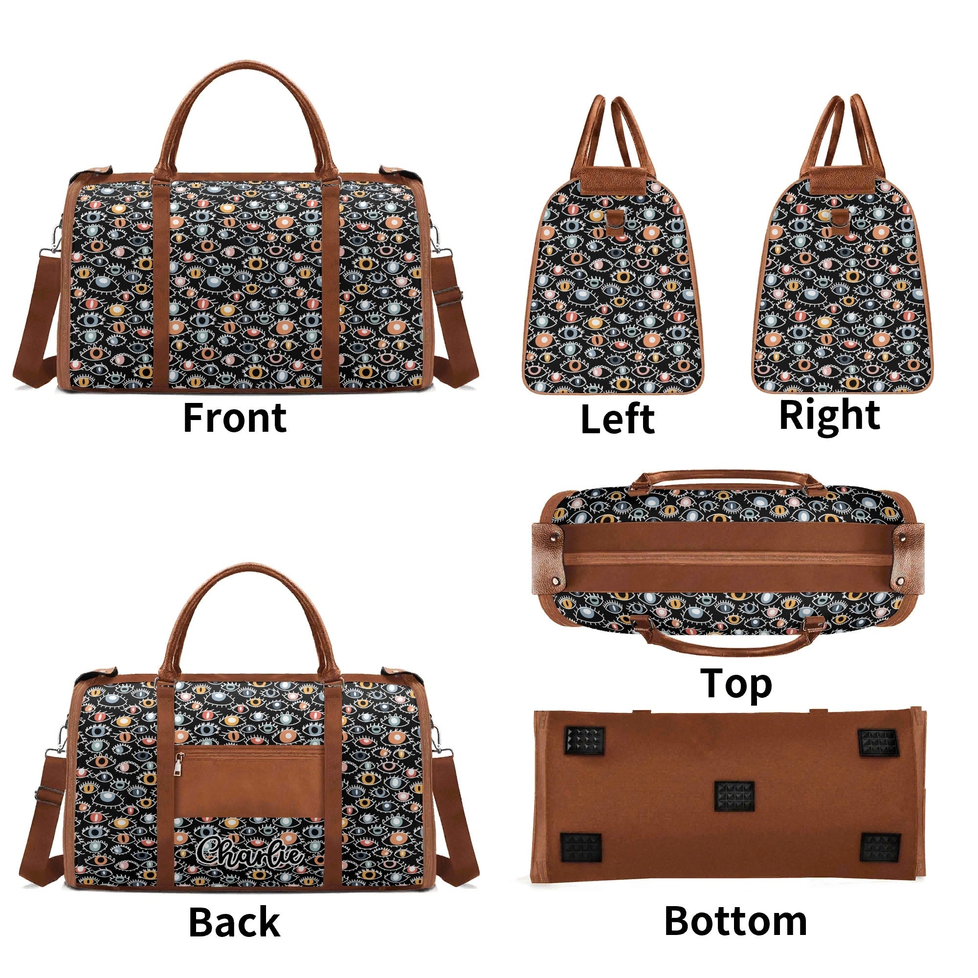 Personalised Eyes On Black Foldable Travel Bag Personalised Foldable Travel Bag Printed Offshore