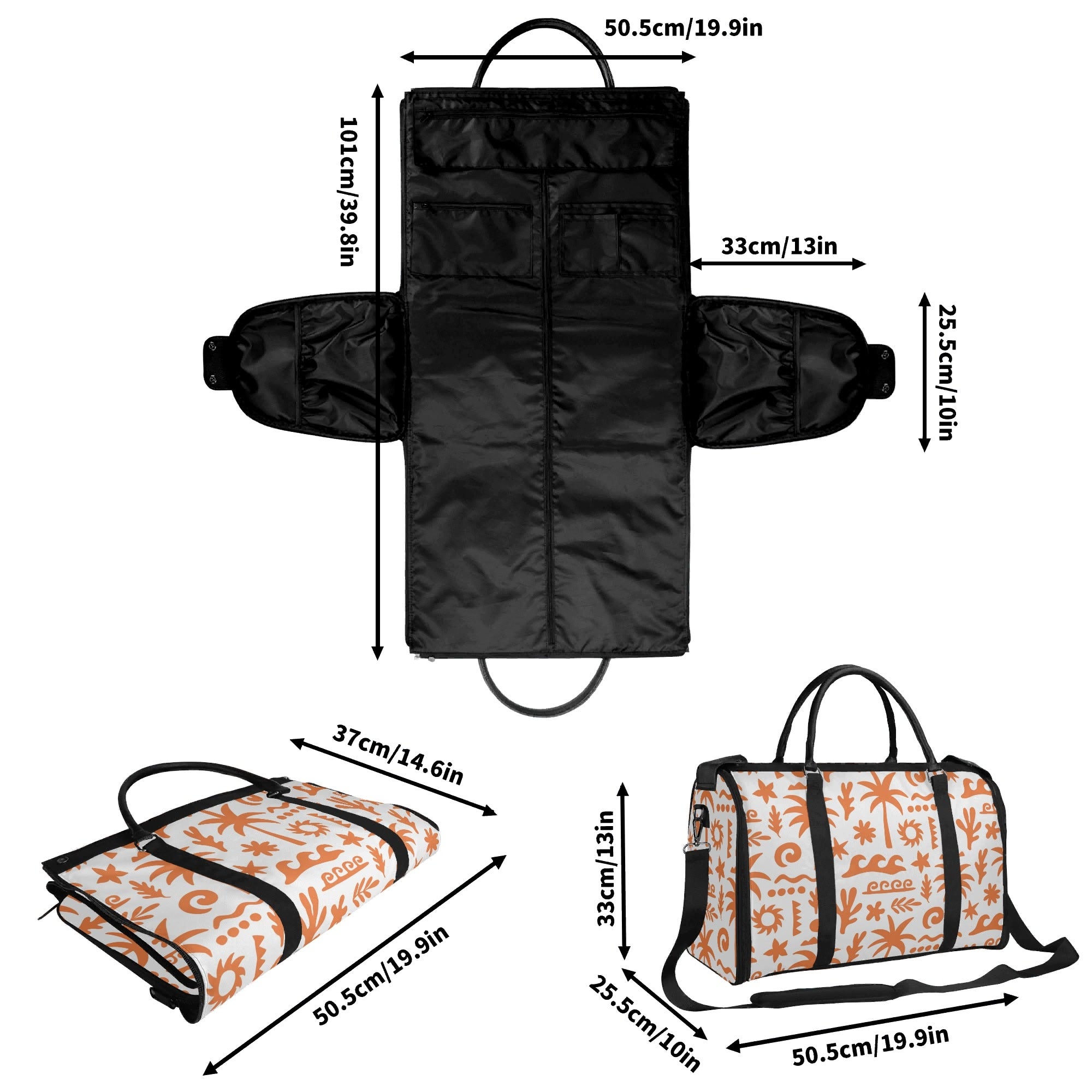 Personalised Orange Surf Foldable Travel Bag Personalised Foldable Travel Bag Printed Offshore Surf