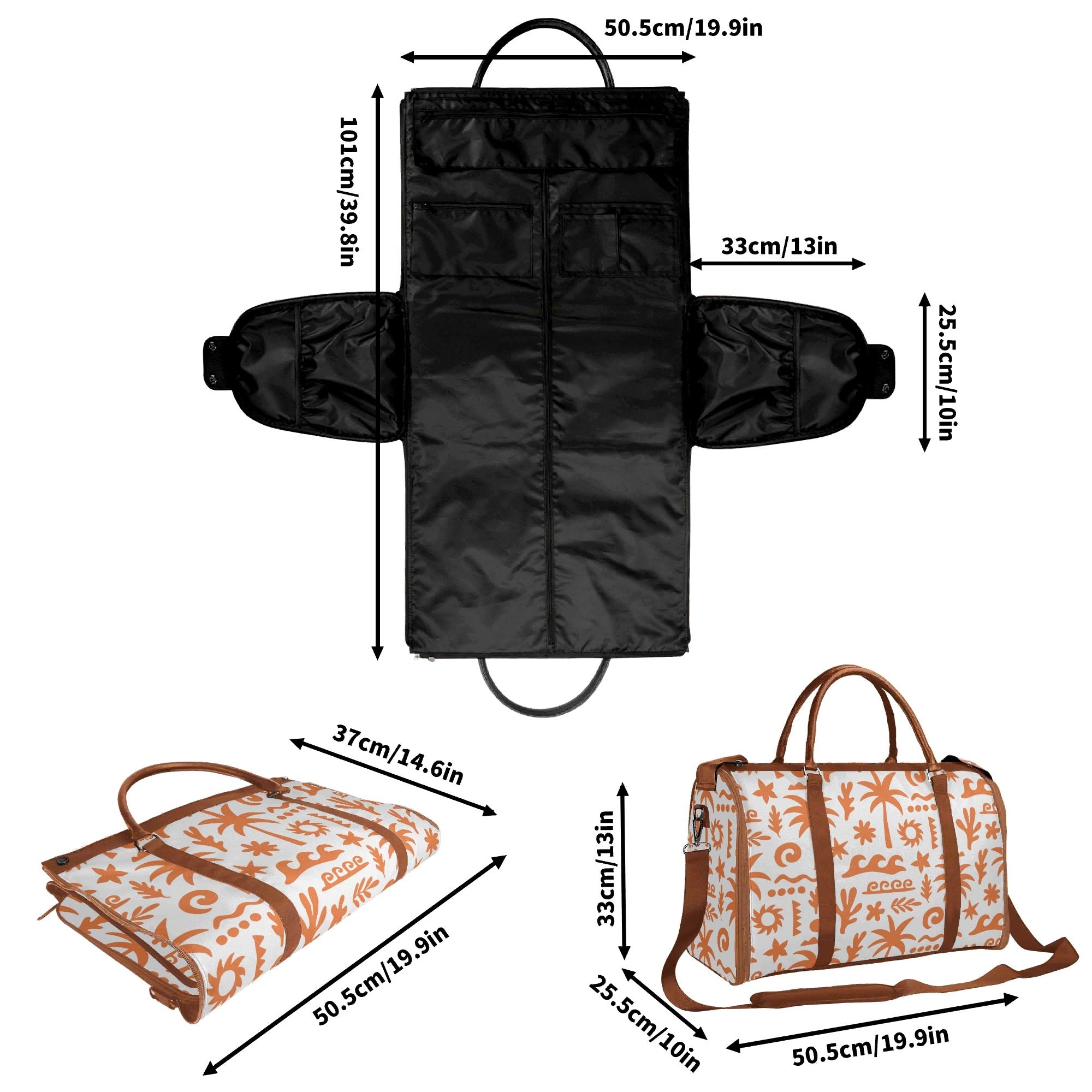 Personalised Orange Surf Foldable Travel Bag Personalised Foldable Travel Bag Printed Offshore Surf
