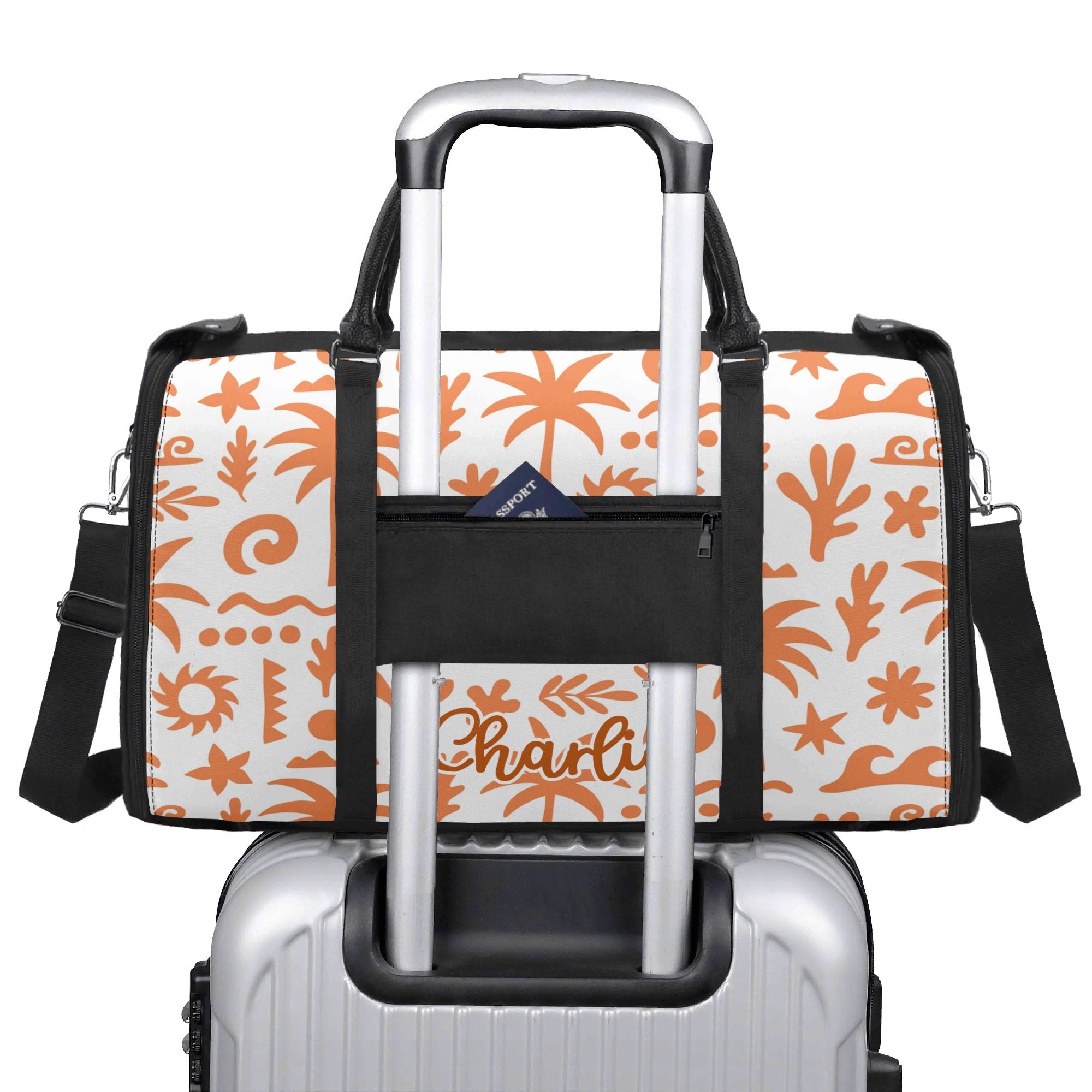 Personalised Orange Surf Foldable Travel Bag Personalised Foldable Travel Bag Printed Offshore Surf