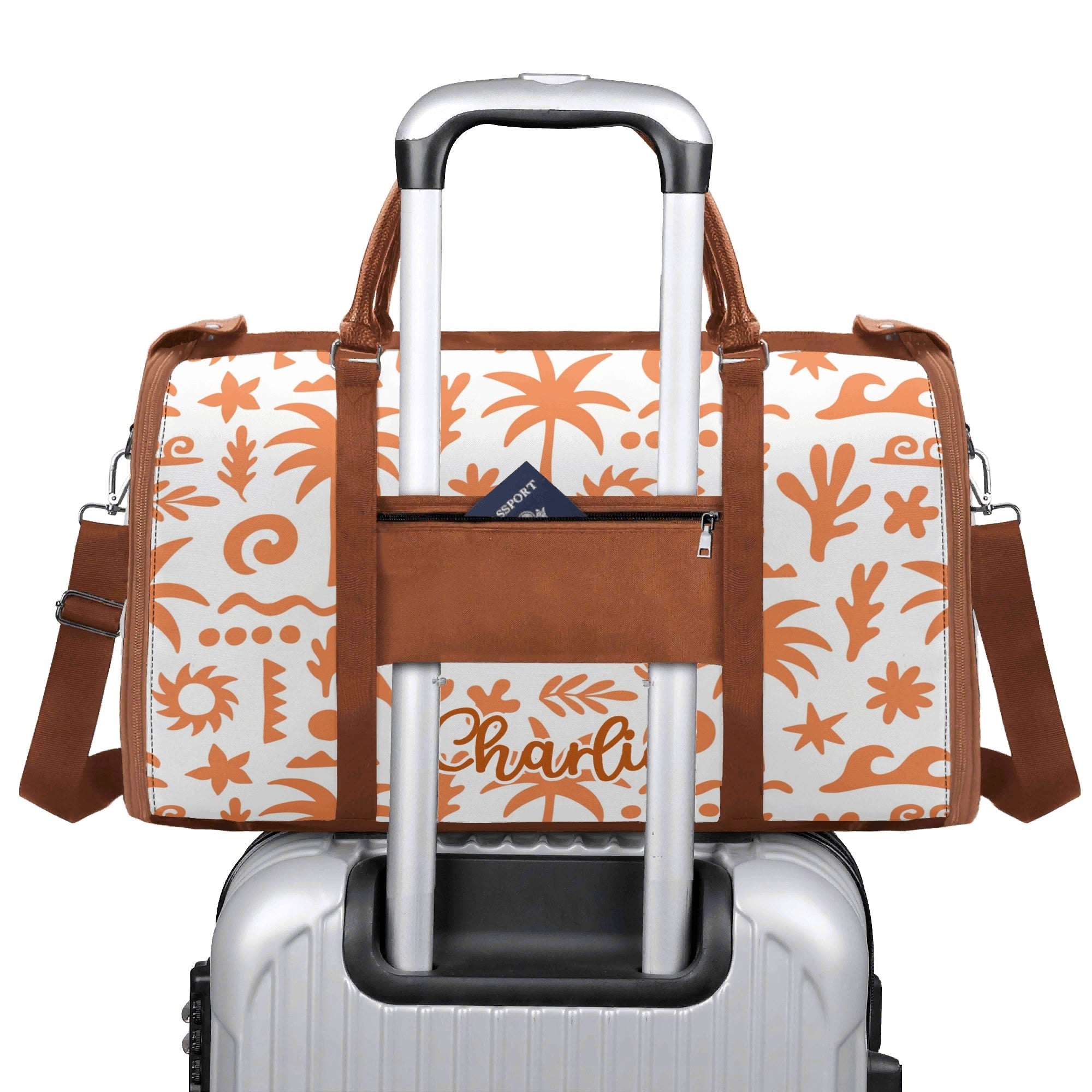 Personalised Orange Surf Foldable Travel Bag Personalised Foldable Travel Bag Printed Offshore Surf