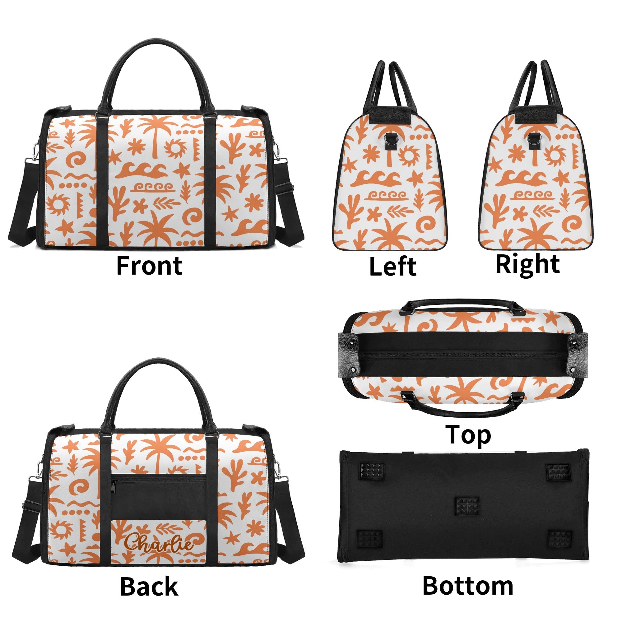 Personalised Orange Surf Foldable Travel Bag Personalised Foldable Travel Bag Printed Offshore Surf