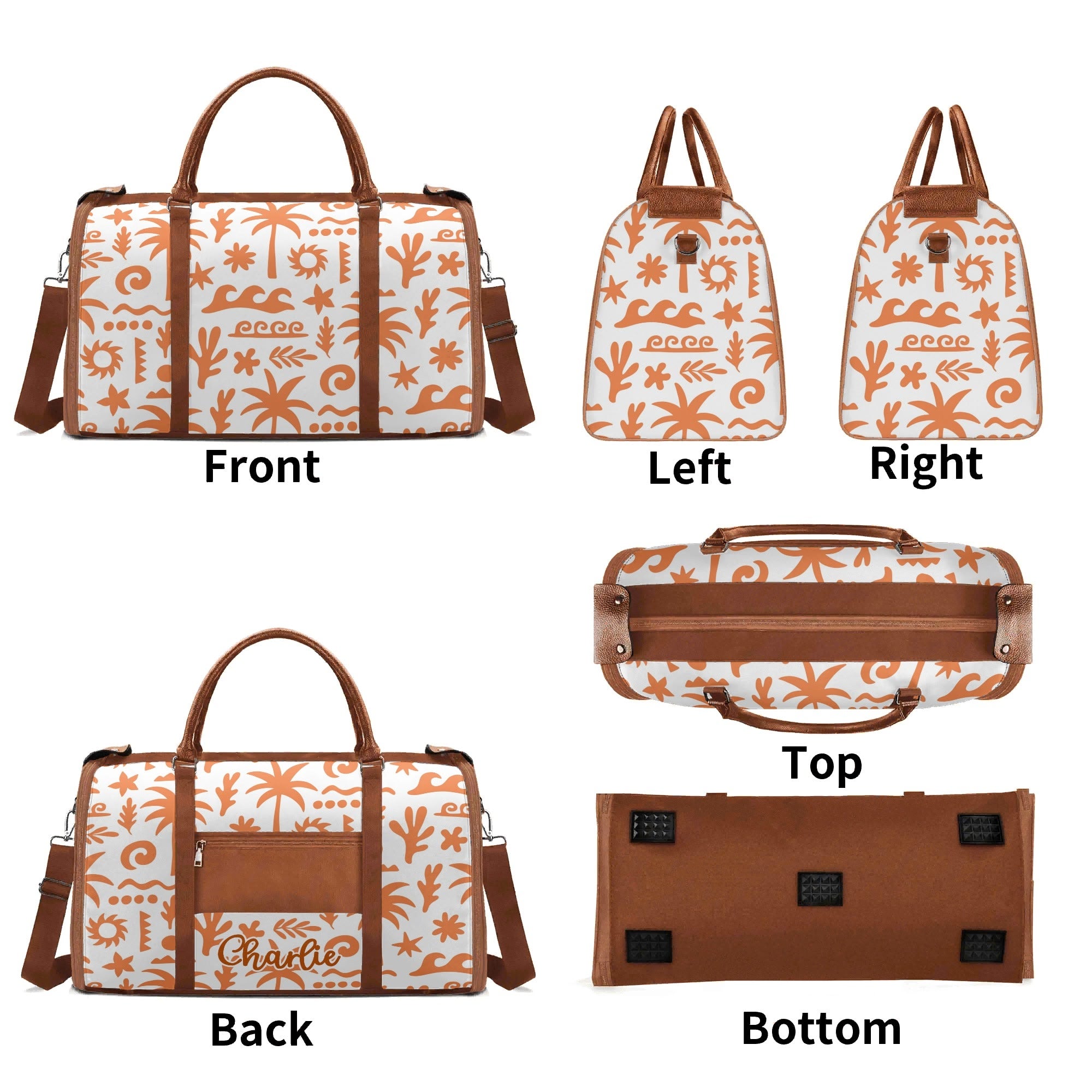 Personalised Orange Surf Foldable Travel Bag Personalised Foldable Travel Bag Printed Offshore Surf