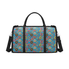 Personalised Doughnuts On Blue Foldable Travel Bag Black Personalised Foldable Travel Bag Food Printed Offshore