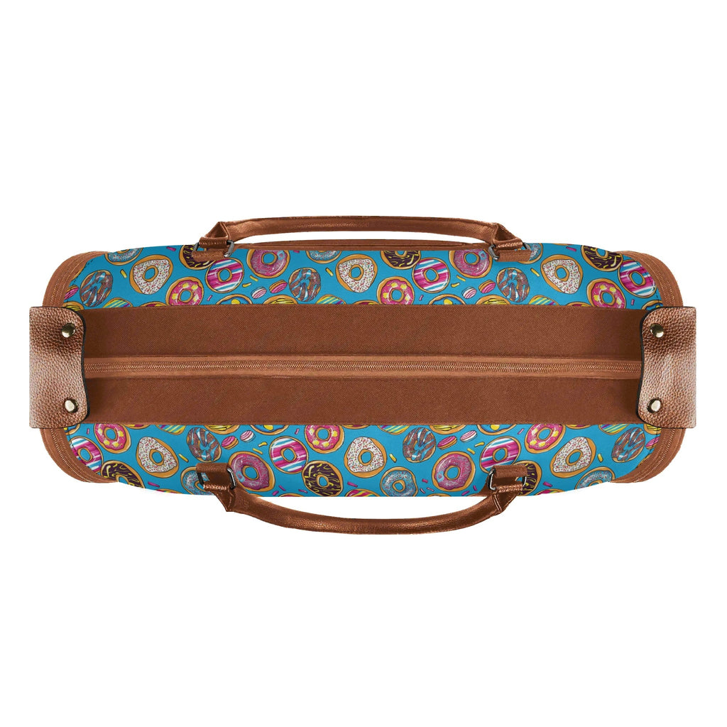 Personalised Doughnuts On Blue Foldable Travel Bag Personalised Foldable Travel Bag Food Printed Offshore