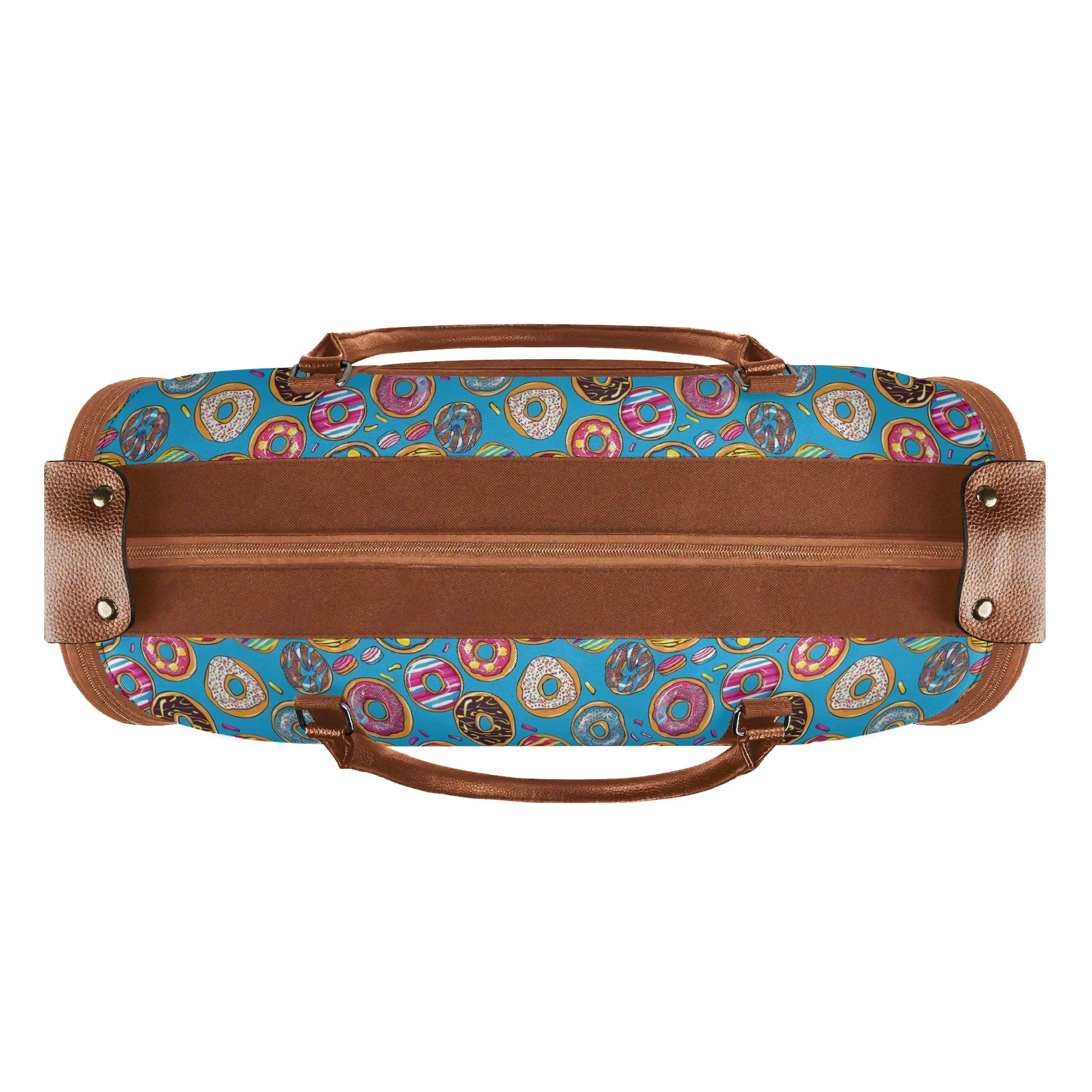 Personalised Doughnuts On Blue Foldable Travel Bag Personalised Foldable Travel Bag Food Printed Offshore