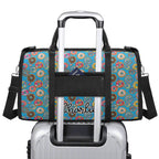 Personalised Doughnuts On Blue Foldable Travel Bag Personalised Foldable Travel Bag Food Printed Offshore