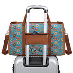 Personalised Doughnuts On Blue Foldable Travel Bag Personalised Foldable Travel Bag Food Printed Offshore
