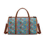 Personalised Doughnuts On Blue Foldable Travel Bag Brown Personalised Foldable Travel Bag Food Printed Offshore