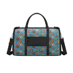 Personalised Doughnuts On Blue Foldable Travel Bag Personalised Foldable Travel Bag Food Printed Offshore