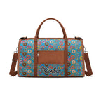 Personalised Doughnuts On Blue Foldable Travel Bag Personalised Foldable Travel Bag Food Printed Offshore