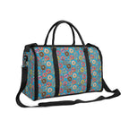 Personalised Doughnuts On Blue Foldable Travel Bag Personalised Foldable Travel Bag Food Printed Offshore