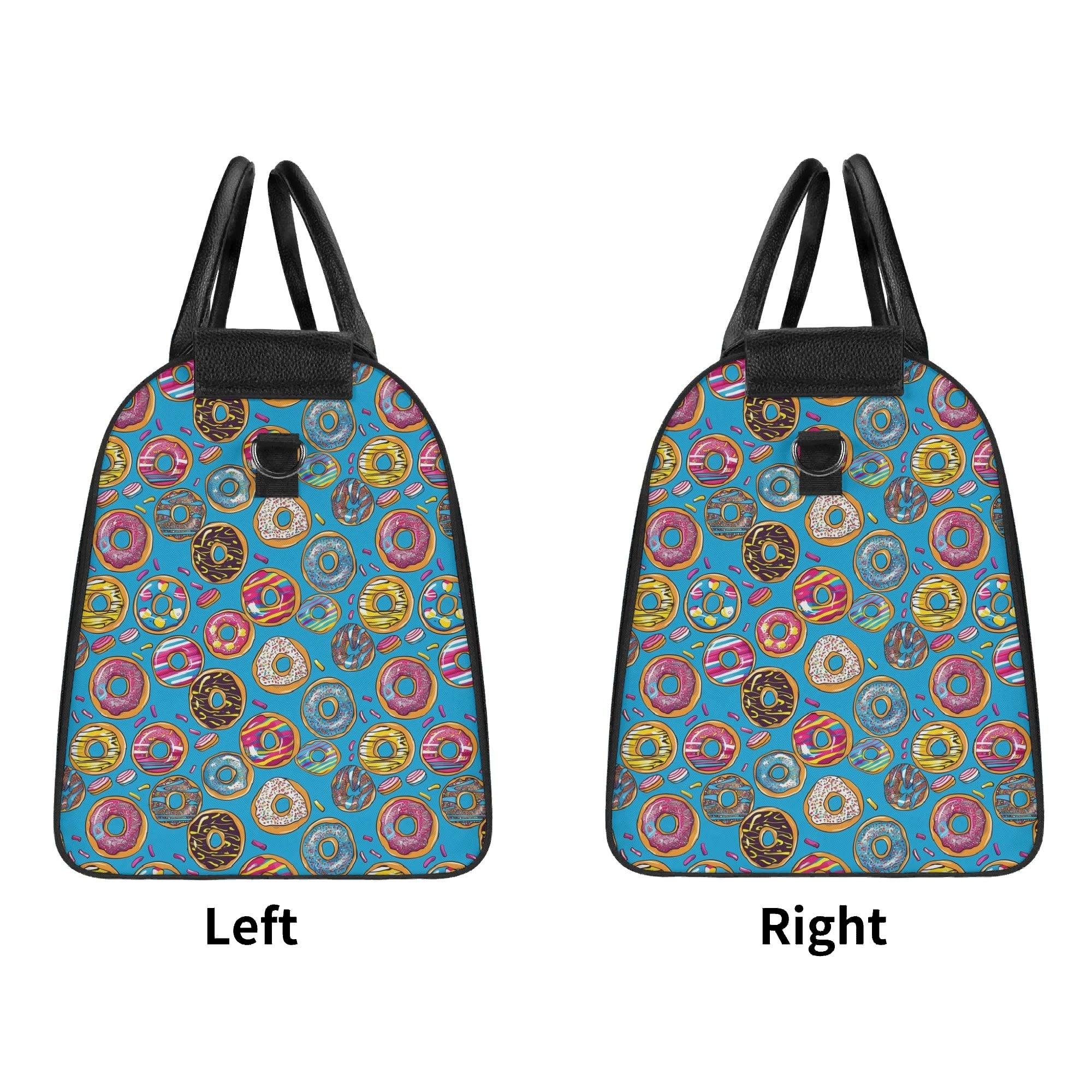 Personalised Doughnuts On Blue Foldable Travel Bag Personalised Foldable Travel Bag Food Printed Offshore