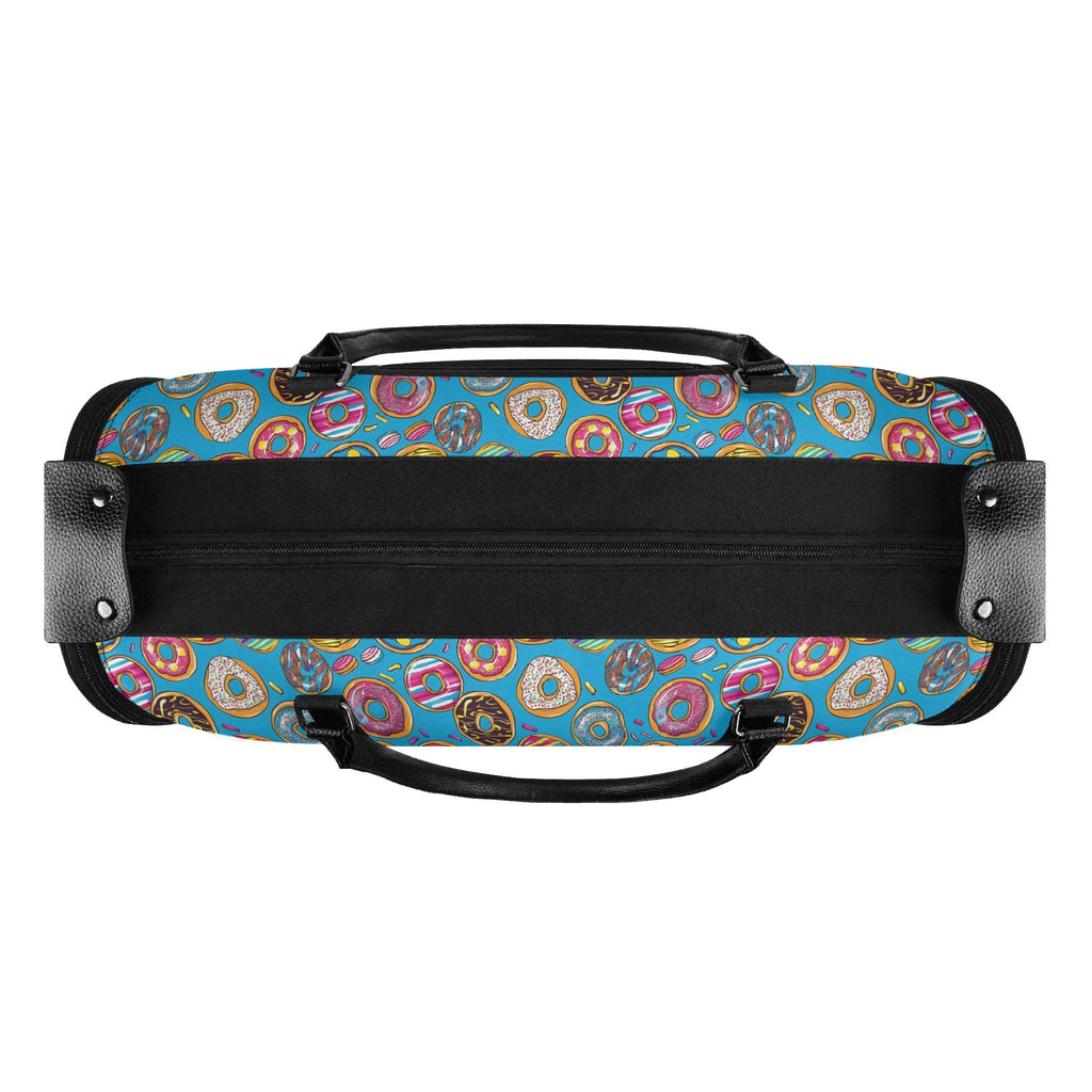Personalised Doughnuts On Blue Foldable Travel Bag Personalised Foldable Travel Bag Food Printed Offshore