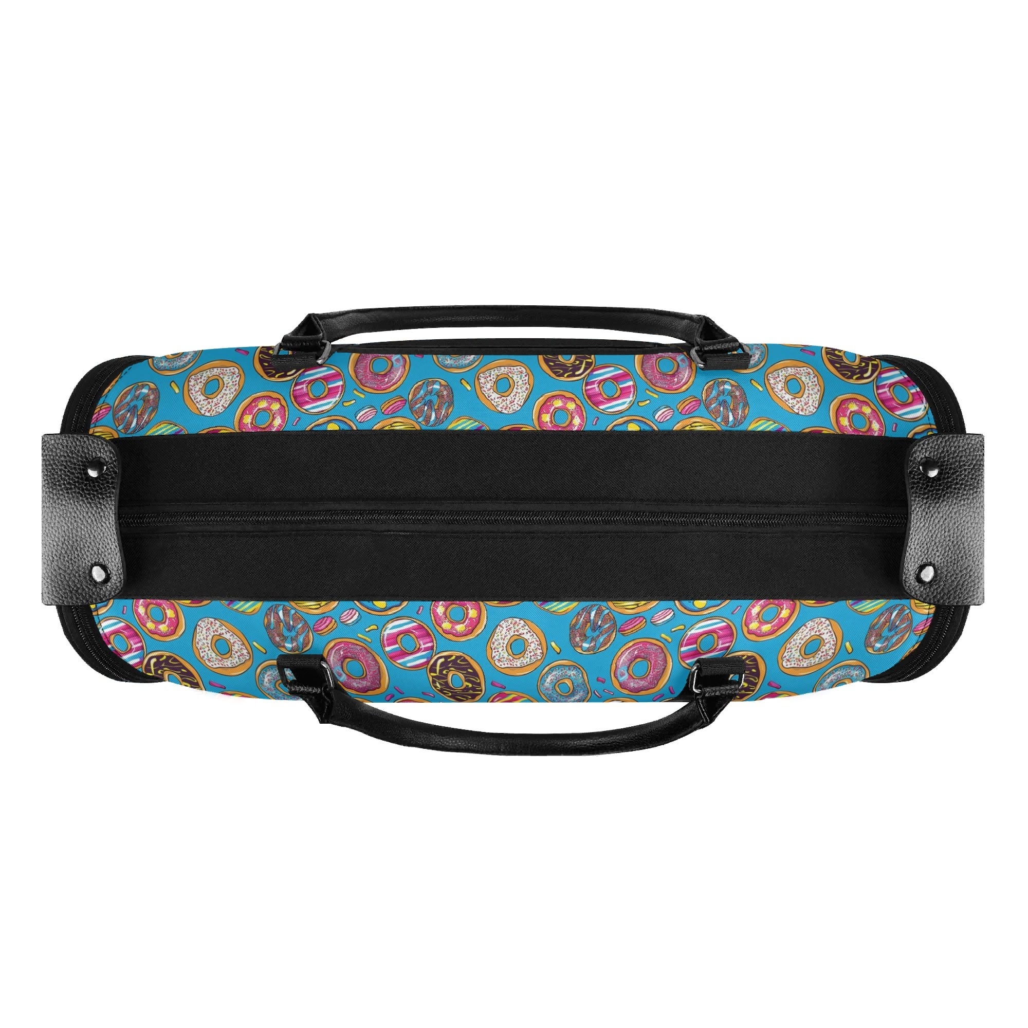 Personalised Doughnuts On Blue Foldable Travel Bag Personalised Foldable Travel Bag Food Printed Offshore