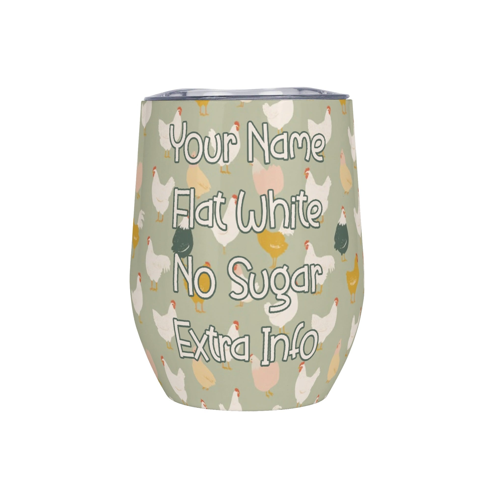 Personalised - Your Coffee Order, Chicken Life - 12oz Wine Tumbler / Travel Mug Default Title Personalised Wine Tumbler / Travel Mug animal Coffee Printed Offshore