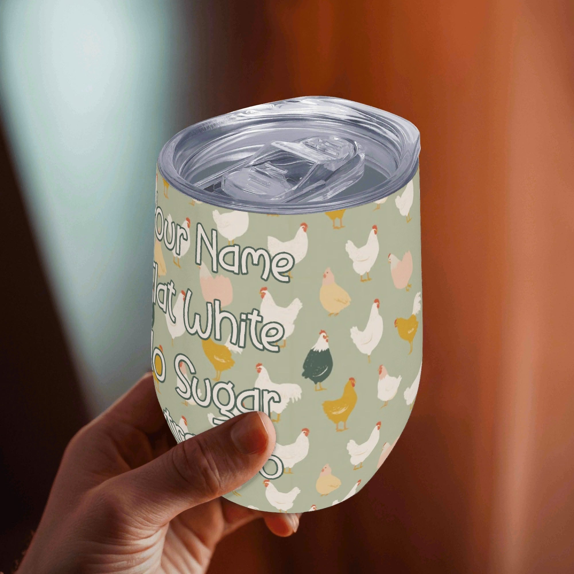 Personalised Your Coffee Order, Chicken Life 12oz Wine Tumbler / Travel Mug Personalised Wine Tumbler / Travel Mug animal Coffee Printed Offshore
