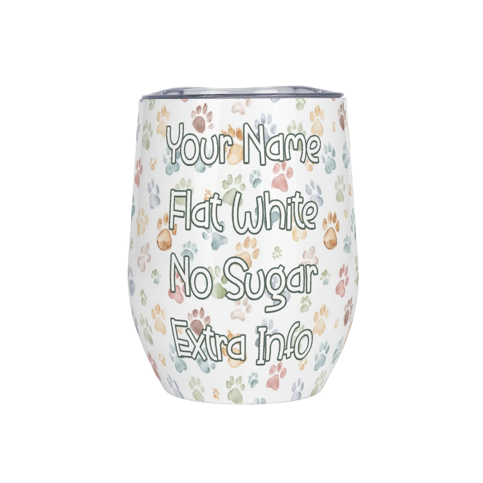 Personalised - Your Coffee Order, Paw Prints - 12oz Wine Tumbler / Travel Mug Default Title Personalised Wine Tumbler / Travel Mug animal Coffee Printed Offshore