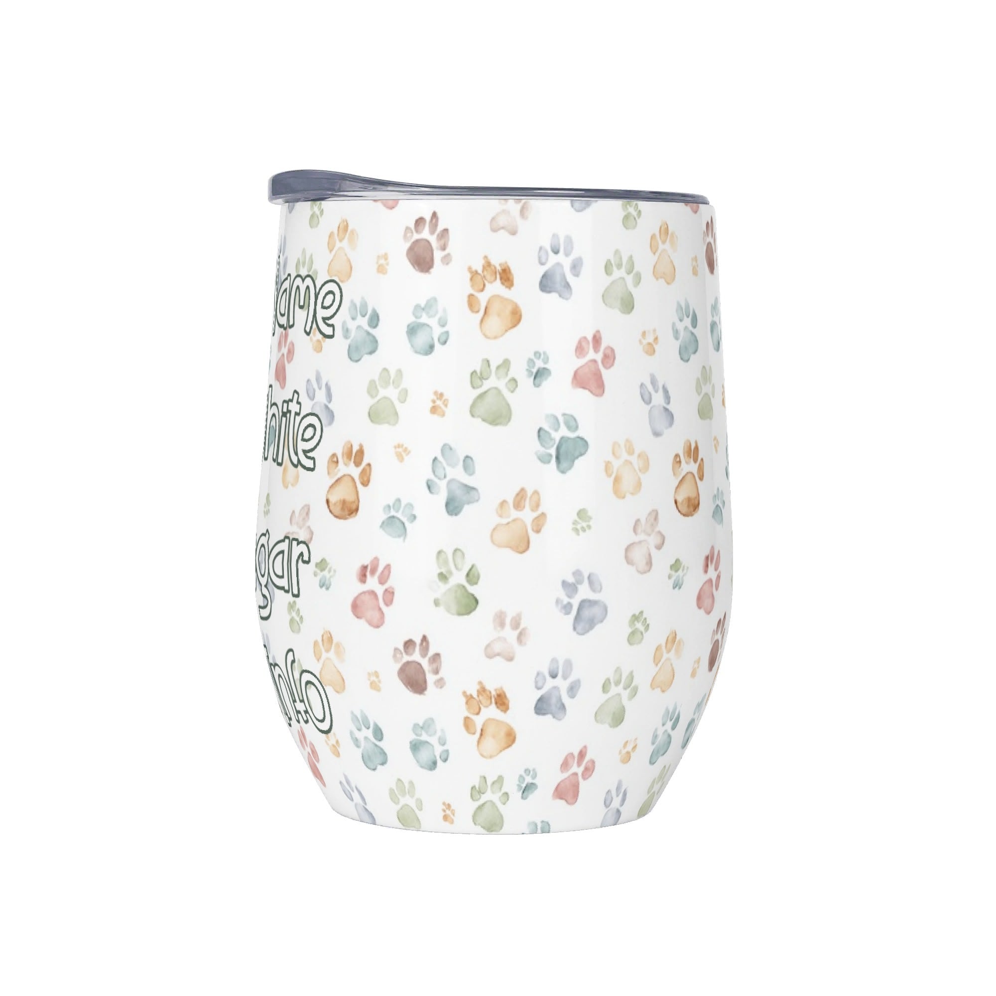 Personalised - Your Coffee Order, Paw Prints - 12oz Wine Tumbler / Travel Mug Personalised Wine Tumbler / Travel Mug animal Coffee Printed Offshore