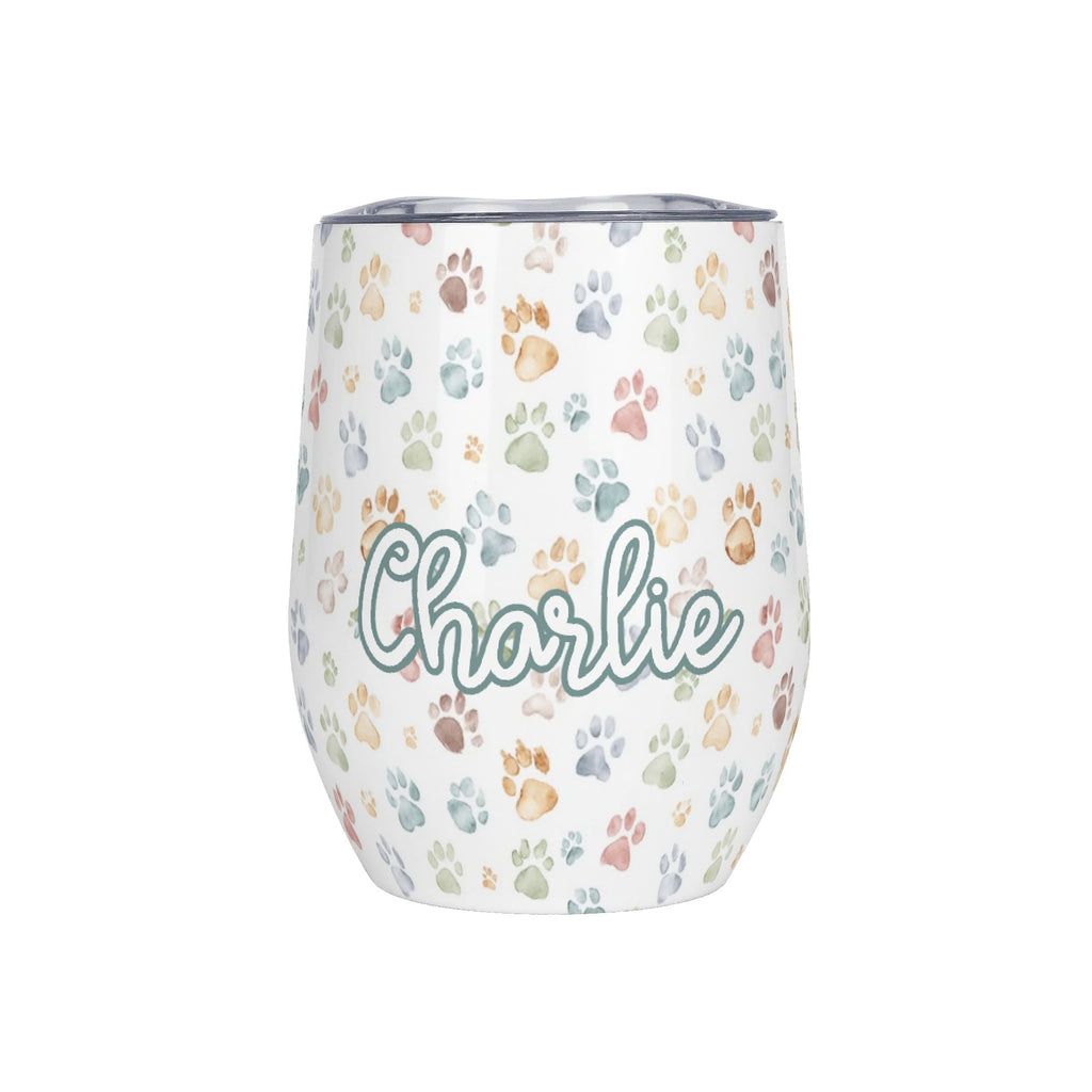 Personalised Paw Prints 12oz Wine Tumbler / Travel Mug Default Title Personalised Wine Tumbler / Travel Mug animal Printed Offshore