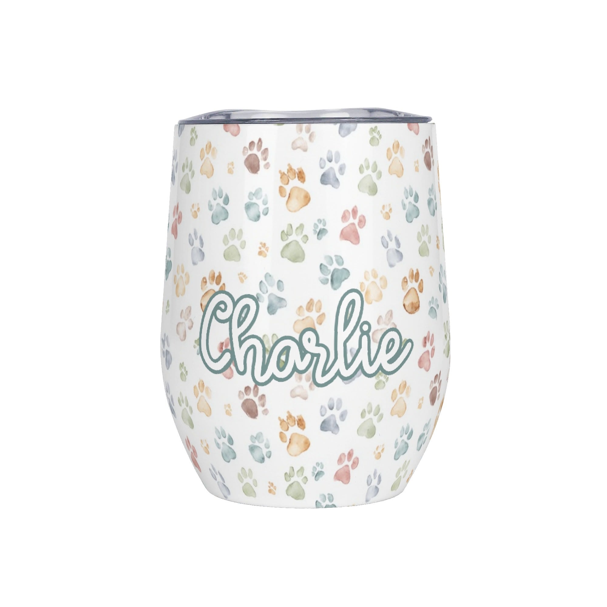 Personalised - Paw Prints - 12oz Wine Tumbler / Travel Mug Default Title Personalised Wine Tumbler / Travel Mug animal Printed Offshore