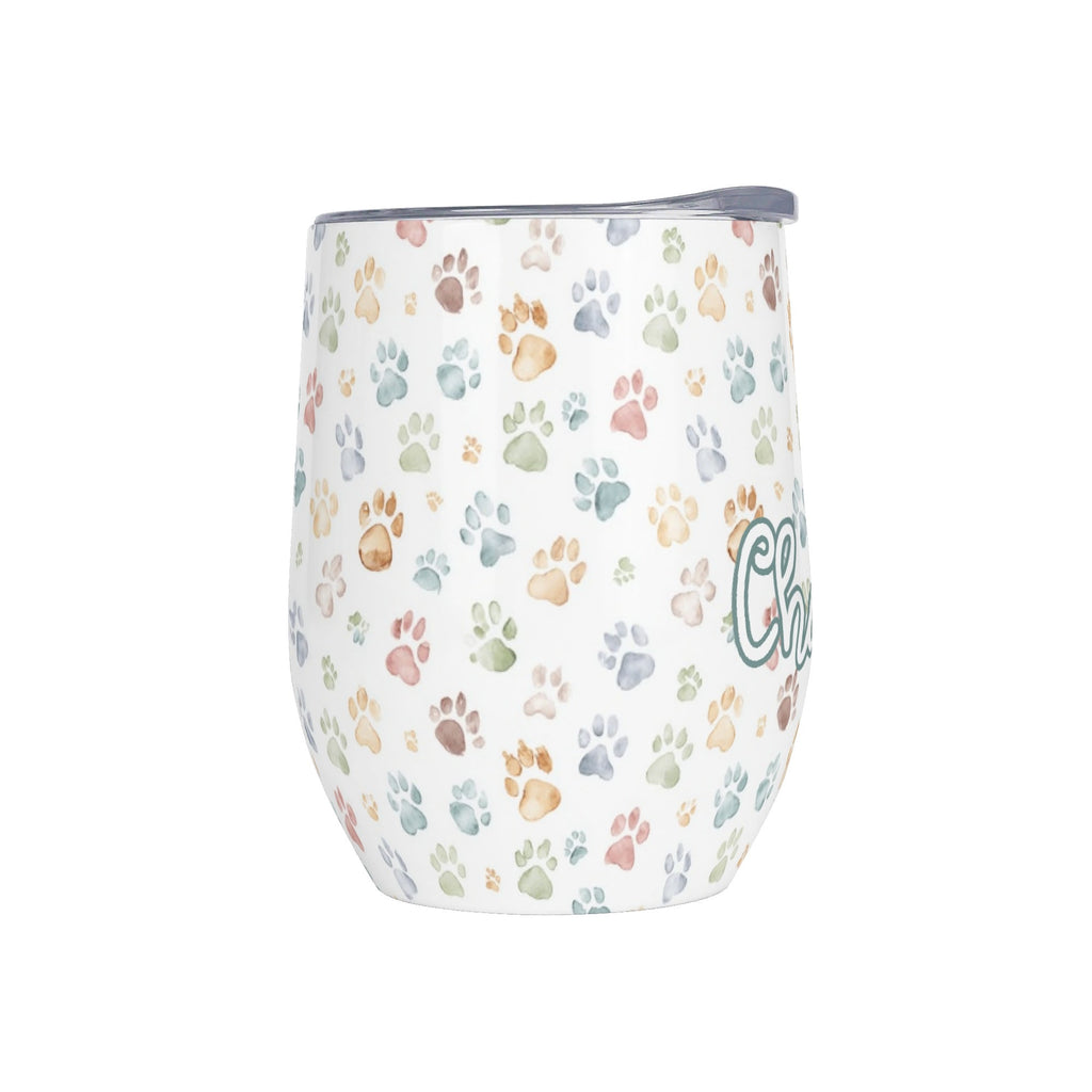 Personalised Paw Prints 12oz Wine Tumbler / Travel Mug Personalised Wine Tumbler / Travel Mug animal Printed Offshore