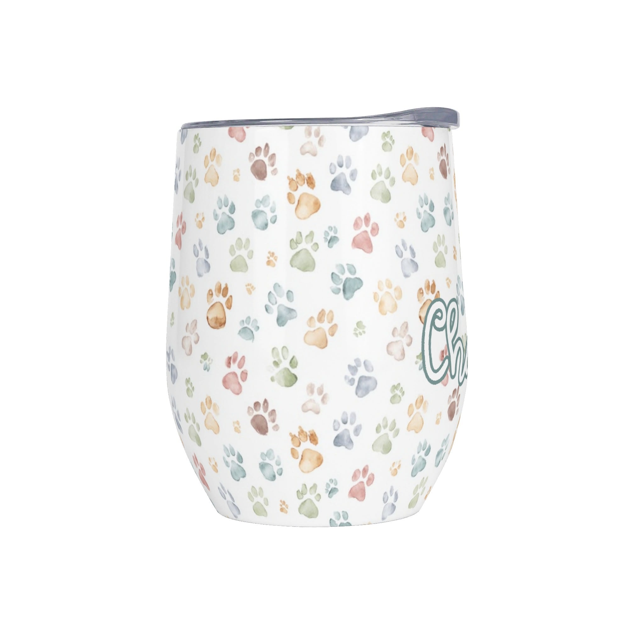 Personalised - Paw Prints - 12oz Wine Tumbler / Travel Mug Personalised Wine Tumbler / Travel Mug animal Printed Offshore