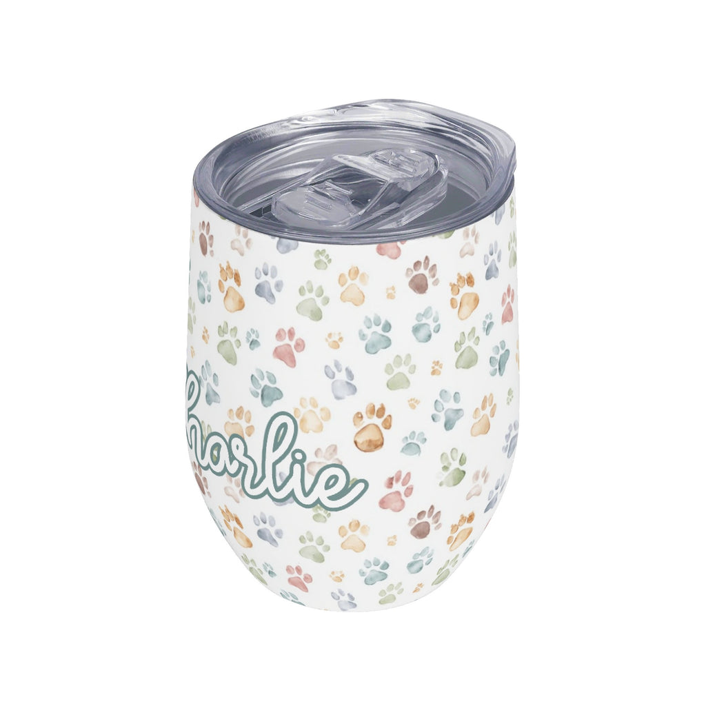 Personalised Paw Prints 12oz Wine Tumbler / Travel Mug Personalised Wine Tumbler / Travel Mug animal Printed Offshore