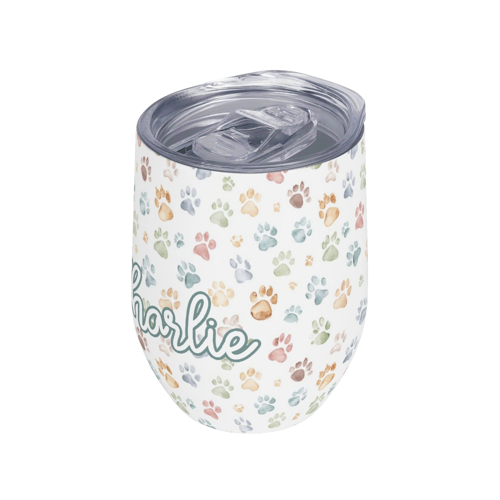 Personalised - Paw Prints - 12oz Wine Tumbler / Travel Mug Personalised Wine Tumbler / Travel Mug animal Printed Offshore