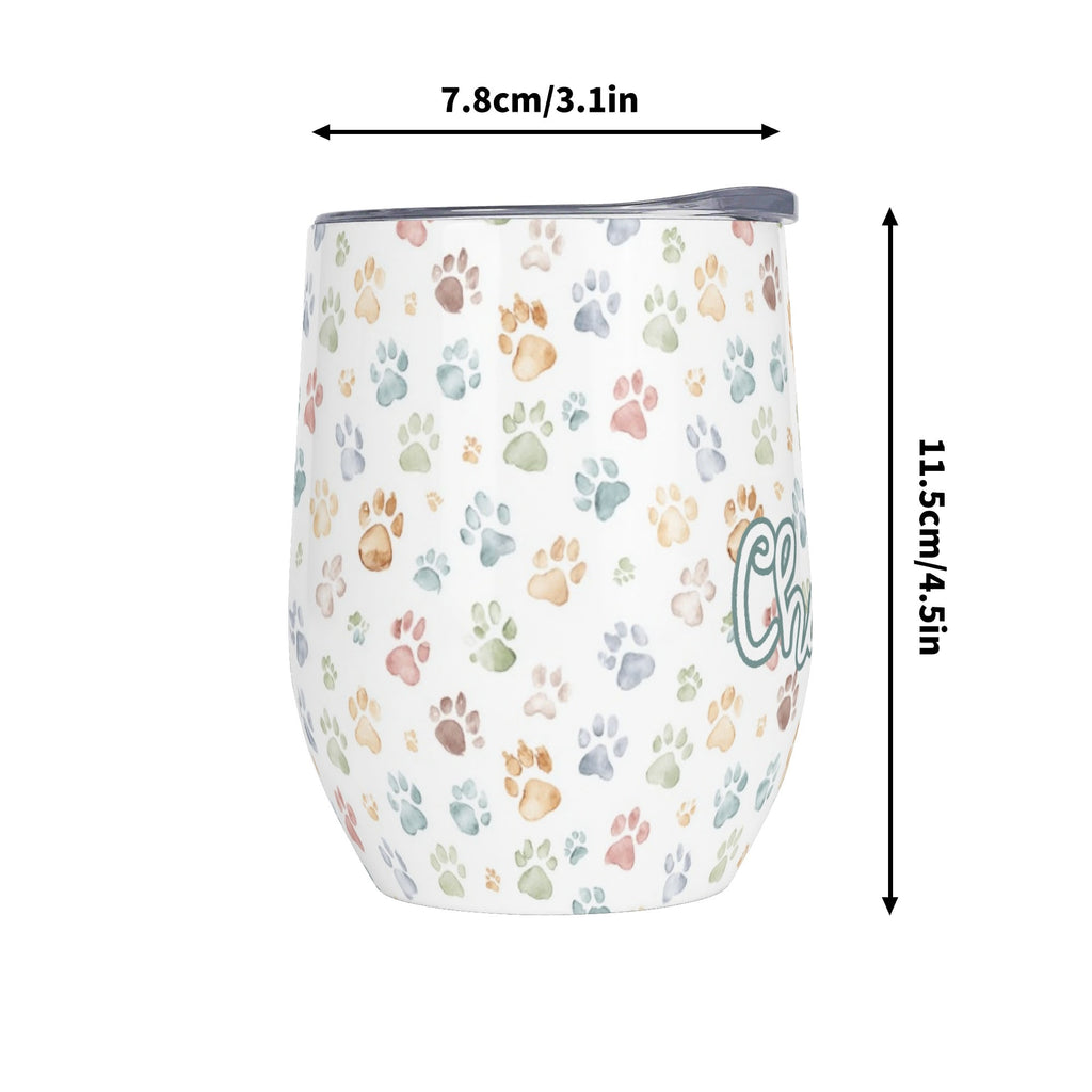 Personalised Paw Prints 12oz Wine Tumbler / Travel Mug Personalised Wine Tumbler / Travel Mug animal Printed Offshore