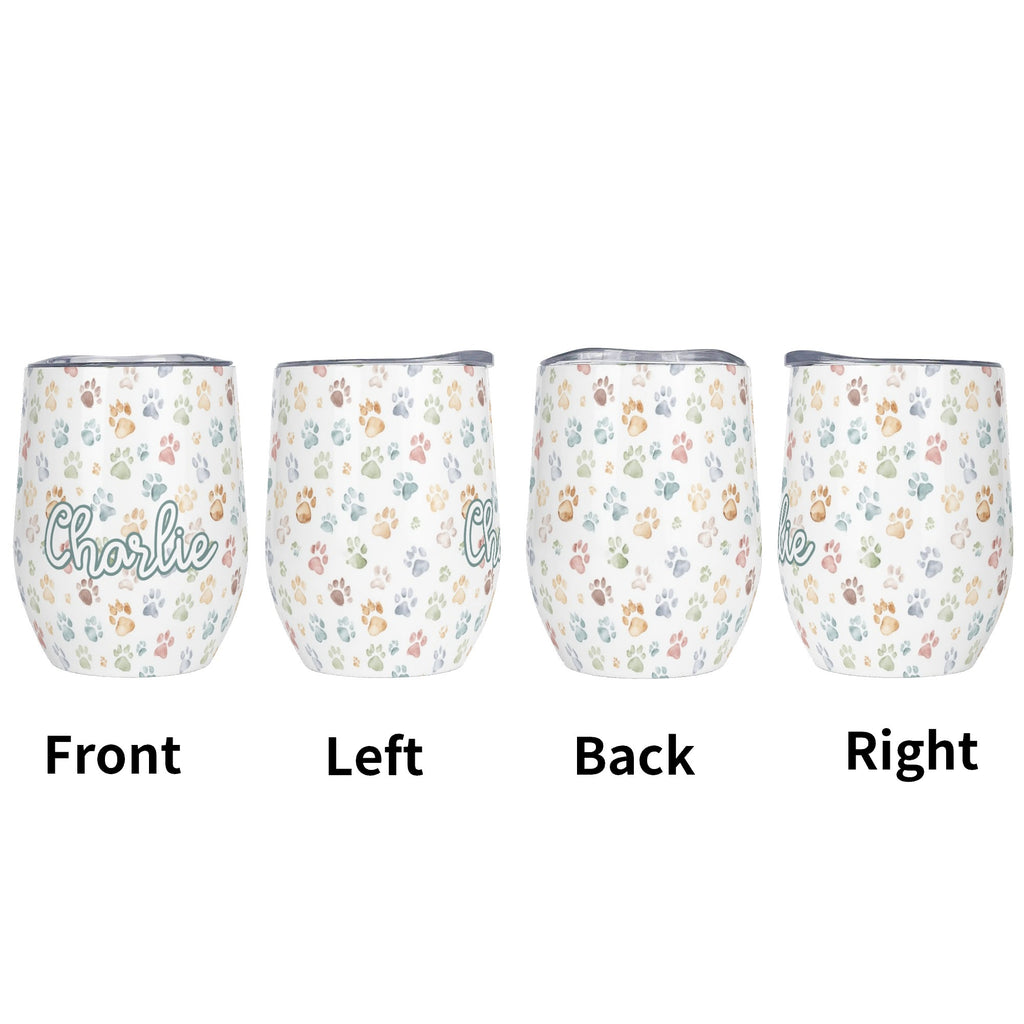 Personalised Paw Prints 12oz Wine Tumbler / Travel Mug Personalised Wine Tumbler / Travel Mug animal Printed Offshore