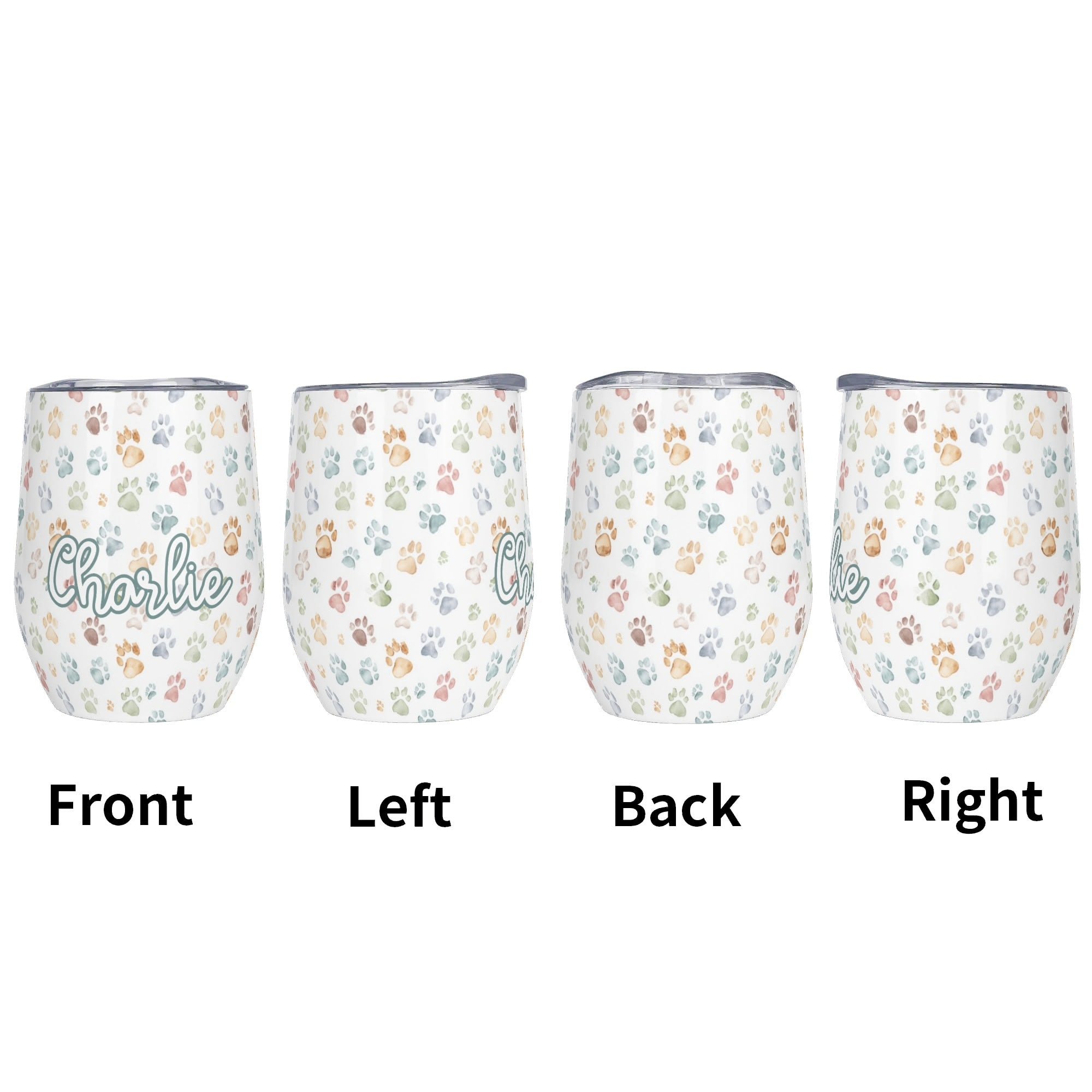 Personalised Paw Prints 12oz Wine Tumbler / Travel Mug Personalised Wine Tumbler / Travel Mug animal Printed Offshore