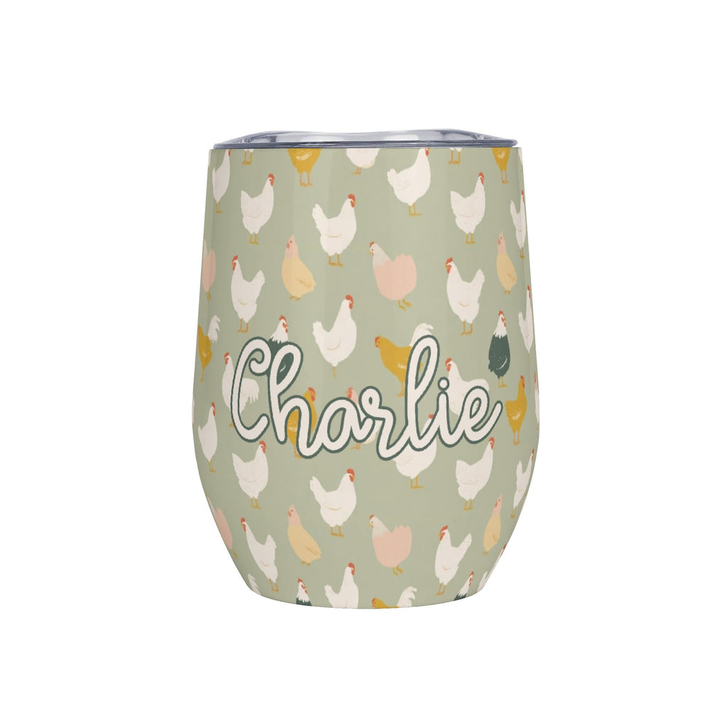 Personalised Chicken Life 12oz Wine Tumbler / Travel Mug Default Title Personalised Wine Tumbler / Travel Mug animal Printed Offshore