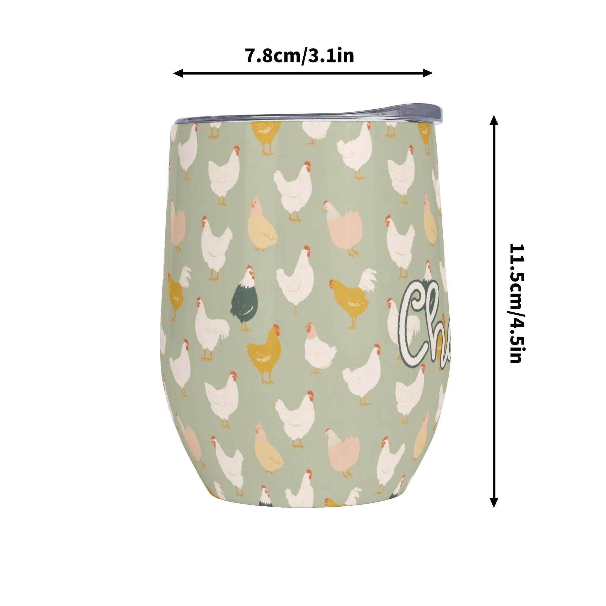 Personalised Chicken Life 12oz Wine Tumbler / Travel Mug Personalised Wine Tumbler / Travel Mug animal Printed Offshore