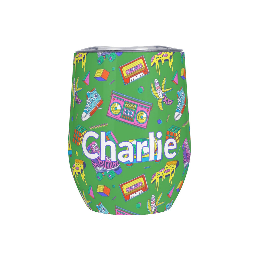 Personalised Bright 80s 12oz Wine Tumbler / Travel Mug Default Title Personalised Wine Tumbler / Travel Mug Printed Offshore Retro