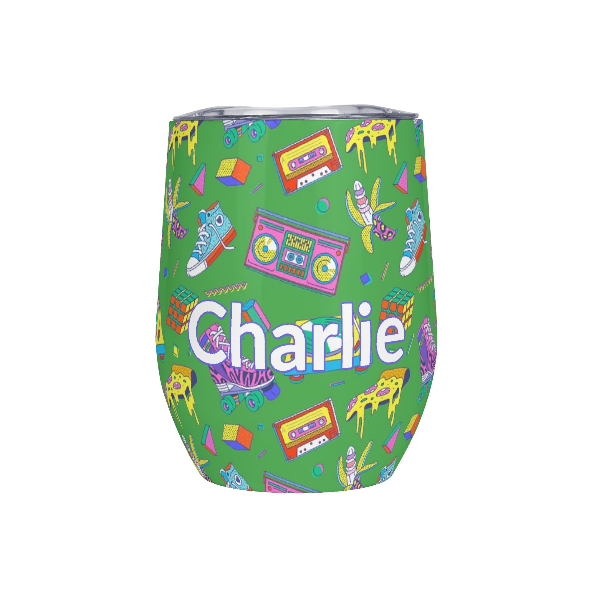 Personalised - Bright 80s - 12oz Wine Tumbler / Travel Mug Default Title Personalised Wine Tumbler / Travel Mug Printed Offshore Retro