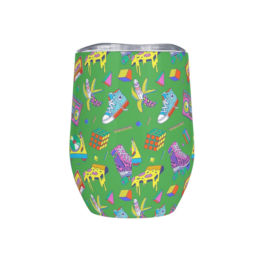 Personalised Bright 80s 12oz Wine Tumbler / Travel Mug Personalised Wine Tumbler / Travel Mug Printed Offshore Retro