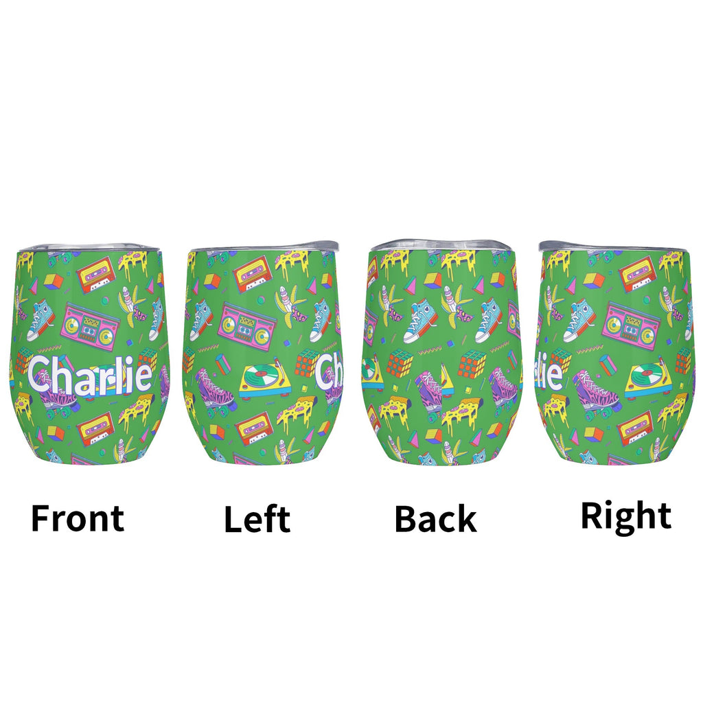 Personalised Bright 80s 12oz Wine Tumbler / Travel Mug Personalised Wine Tumbler / Travel Mug Printed Offshore Retro