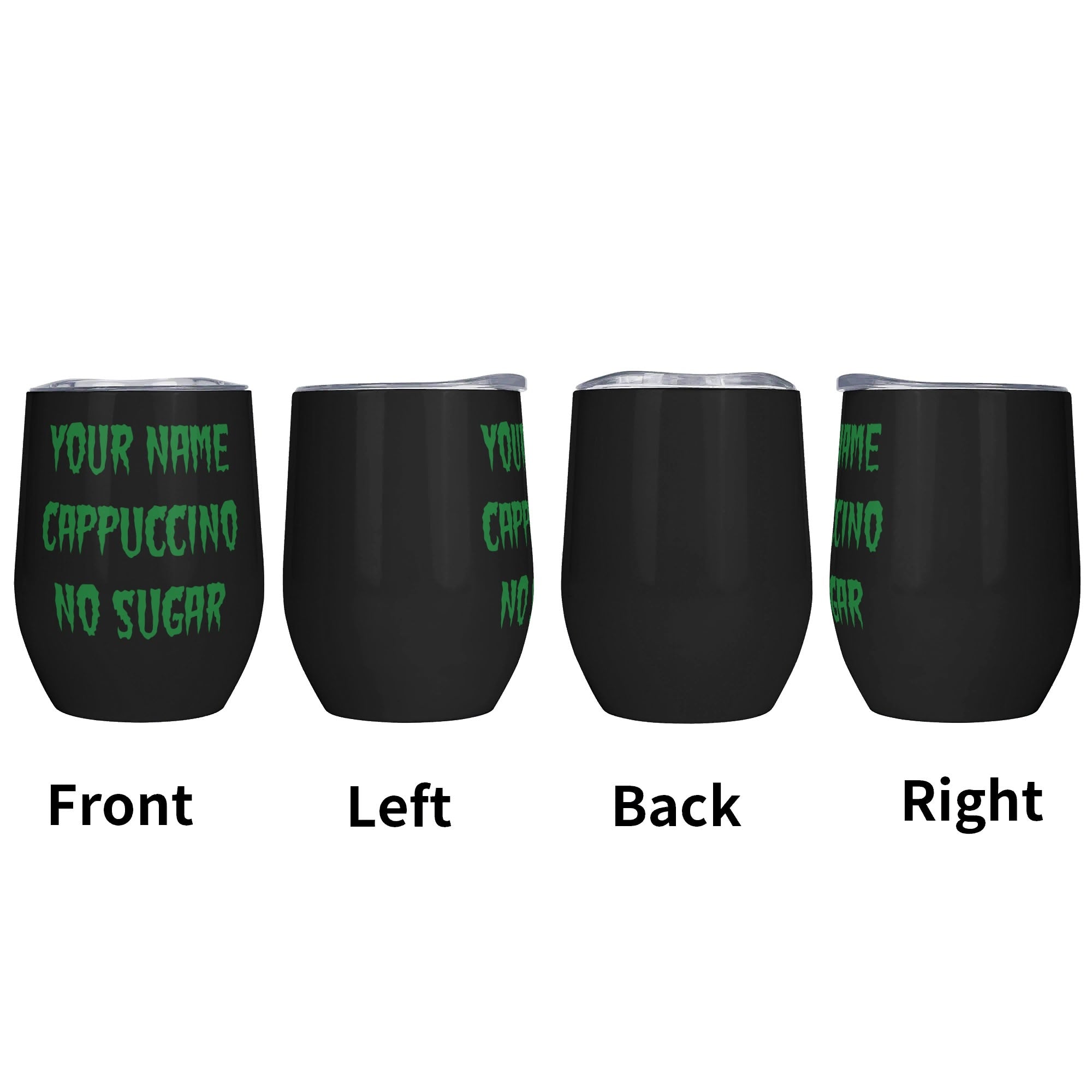 Personalised Your Coffee Order, Horror Movie Font 12oz Wine Tumbler / Travel Mug Personalised Wine Tumbler / Travel Mug Coffee Printed Offshore