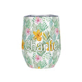 Personalised Tropical Flowers And Leaves 12oz Wine Tumbler / Travel Mug Default Title Personalised Wine Tumbler / Travel Mug Plants Printed Offshore